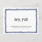 青いHey Y'all -テキサス州に移動 ポストカード (正面)