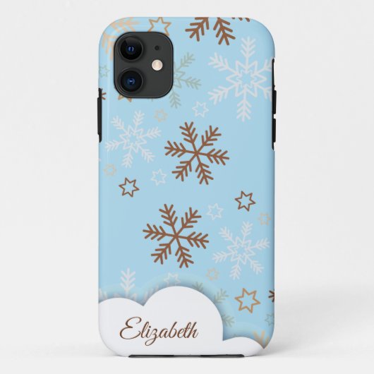 青いiPhoneケースのクリスマススノーフレーク Case-Mate iPhoneケース (裏面)
