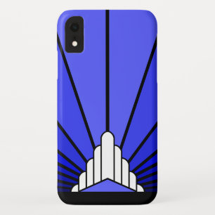 青いiPhone / iPadケースのアートデコ太陽 iPhone XRケース