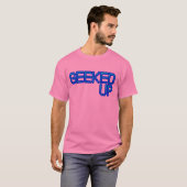 青いjerkinの急な動きのダンスの人の上のGEEKED女の子 Tシャツ (正面フル)