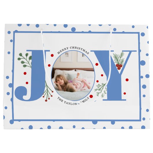 青いJOYと水玉模様を追加 ラージペーパーバッグ (裏面)