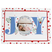 青いJOYと赤い水玉模様 ラージペーパーバッグ (裏面)