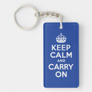 青いKeep Calm and Carry Onキーチェーン キーホルダー