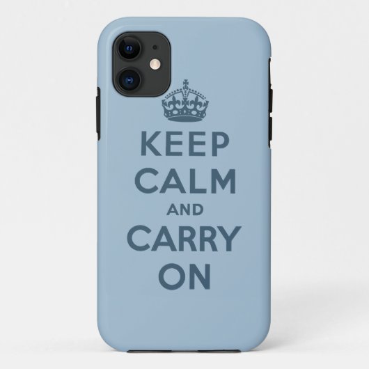 青いKeep Calm and Carry On Case-Mate iPhoneケース (裏面)