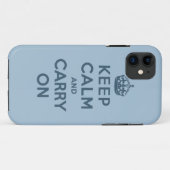 青いKeep Calm and Carry On Case-Mate iPhoneケース (裏面(横))
