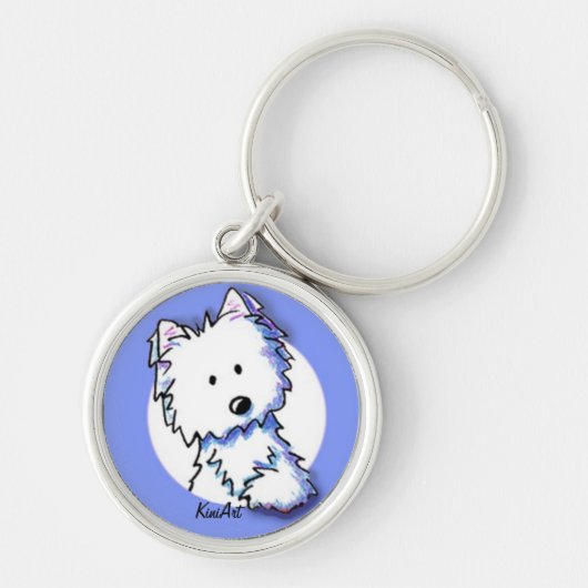 青いKeychainのKiniArt Westie キーホルダー (正面)