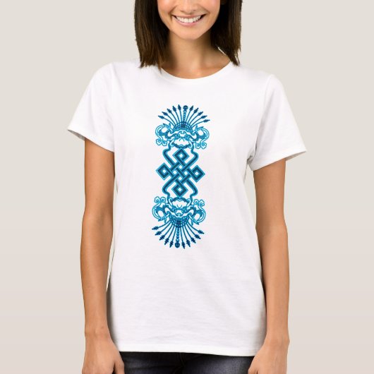 青いKirttmukhaの女性ワイシャツ Tシャツ (正面)