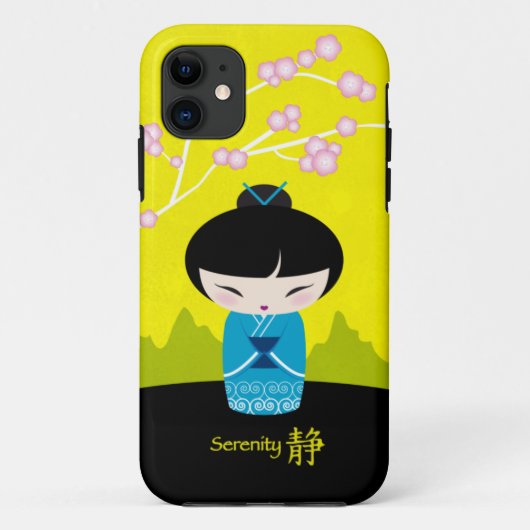 青いkokeshi -平静 Case-Mate iPhoneケース (裏面)
