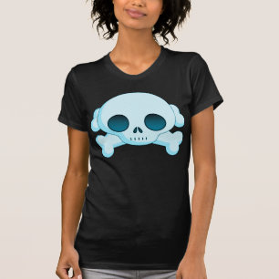青いKRWのどくろ印 Tシャツ