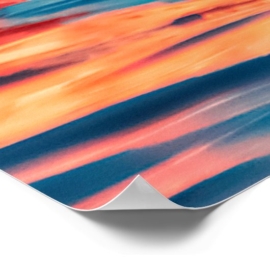 青いlの多くのピンクのサンゴ美しい野生のフラミンゴ ポスター (角)