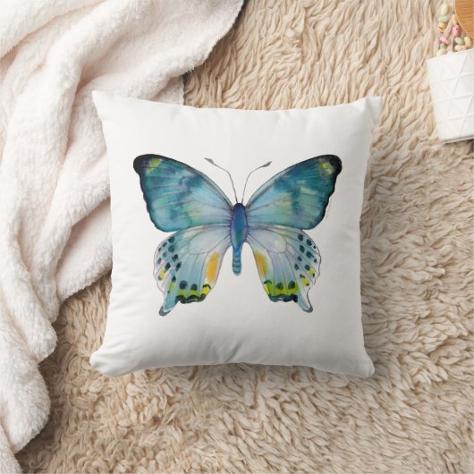 青いLaglaizeiの蝶枕 クッション (ブランケット)