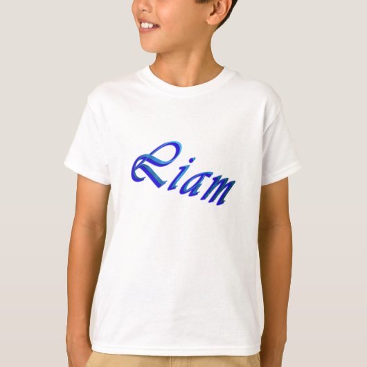 青いLiamの名前、 Tシャツ (正面)