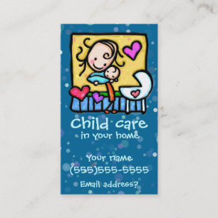 青いLIttleGirlieのベビーシッターの育児のカスタム・カード 名刺