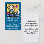 青いLIttleGirlieのベビーシッターの育児のカスタム・カード 名刺 (正面/裏面)