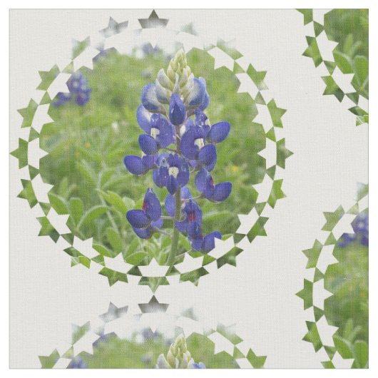 青いLupine ファブリック (クローズアップ)
