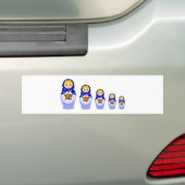 青いMatryoschkaの人形 バンパーステッカー (車上)