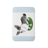 青いmerleのウェルシュコーギーのカーディガン-バス・マット/ペット バスマット (正面縦)