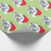 青いMerleのオーストラリアのクリスマスの子犬のギフト用包装紙 ラッピングペーパー (角)