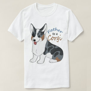 青いmerleのコーギーへの父 tシャツ