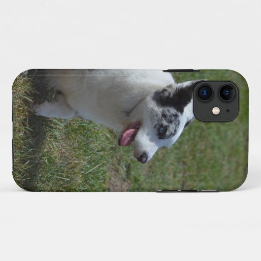 青いMerleのコーギー犬 Case-Mate iPhoneケース (裏面(横))