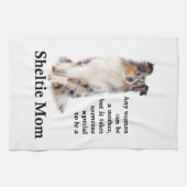 青いMerleのシェットランド・シープドッグのお母さんの台所タオル キッチンタオル (横)