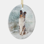 青いMerleのシェットランド・シープドッグのクリスマスのオーナメント セラミックオーナメント (右)