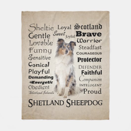 青いMerleのシェットランド・シープドッグの特性のフリースブランケット フリースブランケット (正面)