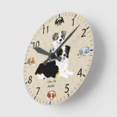 青いMerle及び黒い三オーストラリアの羊飼い ラウンド壁時計 (傾斜)