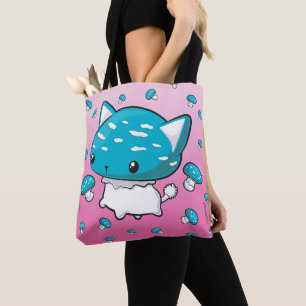 青いMewshroomの子猫猫のきのこのバッグ トートバッグ