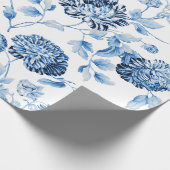 青いModern Vintage Large Floral Toile女性白 ラッピングペーパー (角)