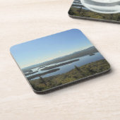 青いmountain湖のコルクのコースター コースター (左側)