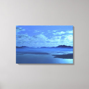 青いmountains青い湖のファインアートのキャンバスの覆い キャンバスプリント