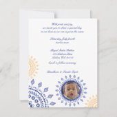 青いNamkaran及び招待状を示している黄色いベビー 招待状 (正面)