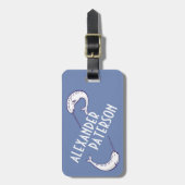 青いNarwhalsのパーソナライズな荷物のラベル ラゲッジタグ (正面縦)