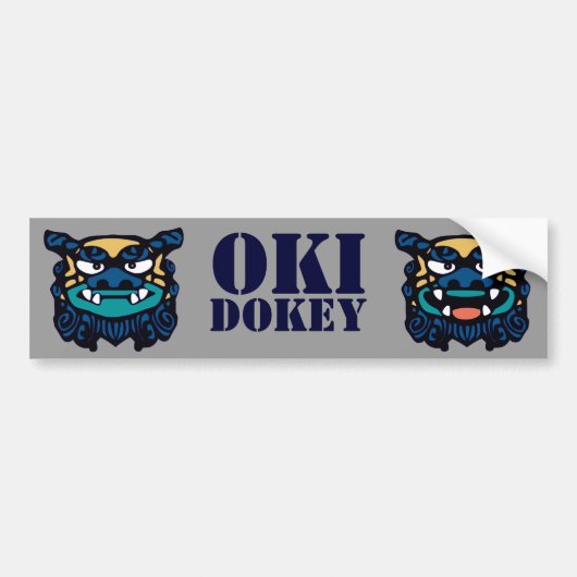 青いOki Dokey バンパーステッカー (正面)