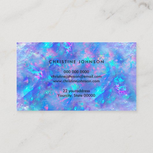 青いopalテクスチャの背景 名刺 (裏面)