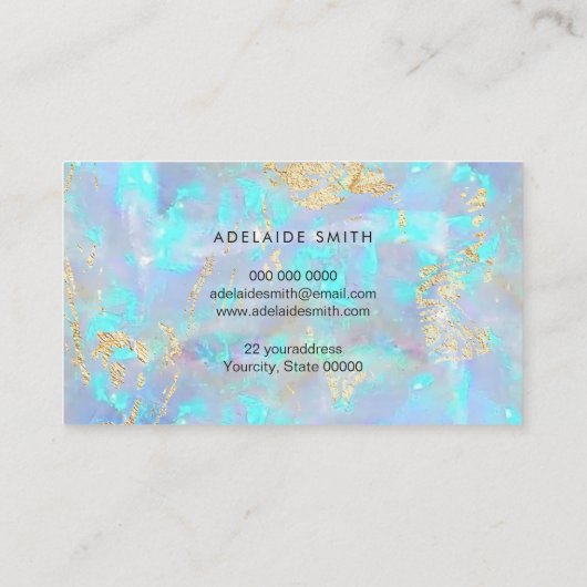 青いopal背景ロイヤリティカード 名刺 (裏面)