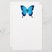 青いPapilioウリッセースの蝶文房具 便箋 (正面/裏面)