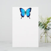 青いPapilioウリッセースの蝶文房具 便箋 (スタンド正面)