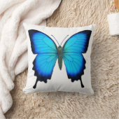 青いPapilioウリッセースの蝶枕 クッション (ブランケット)