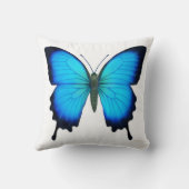 青いPapilioウリッセースの蝶枕 クッション (裏面)
