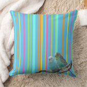 青いParaketsストライプパターン顧客。クッション クッション (ブランケット)