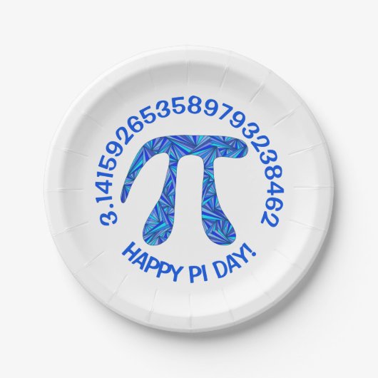 青いPiの記号の数学のギークかわいい幸せなPi日のパーティー ペーパープレート (正面)