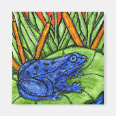 青いPois0nカエル磁石 マグネット (正面)