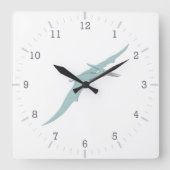 青いPterodactylの恐竜4 スクエア壁時計 (正面)
