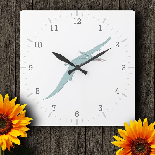 青いPterodactylの恐竜4 スクエア壁時計