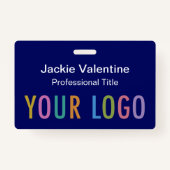 青いPVC名バッジ（クリップラニヤードまたはリール付き） バッジ (正面)