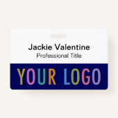 青いPVC名バッジ(クリップラニヤードまたはリール付き) バッジ (正面)