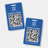 青いQRコードのウェブサイト展示会サイン バッジ (正面&裏面)