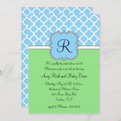 青いQuatrafoilのモノグラムの一口は招待状を見、 招待状 (正面/裏面)